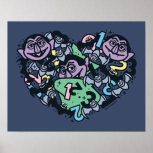 胡麻 Count von Count Doodleハート ポスター