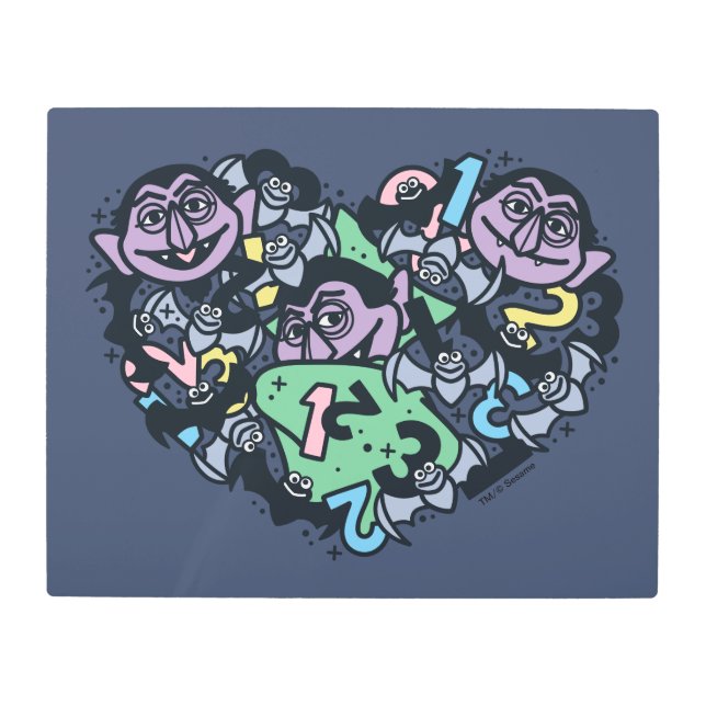 胡麻 | Count von Count Doodleハート メタルプリント (正面)