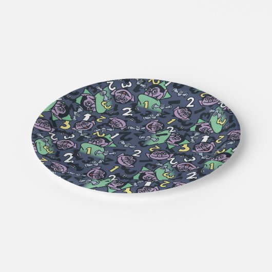 胡麻 | Count von Count Doodle Pattern ペーパープレート (アングル)