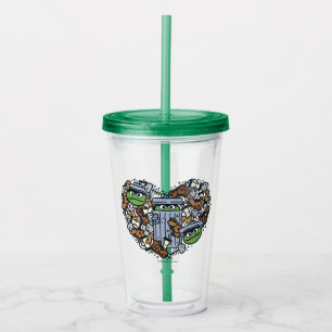 胡麻 Oscar the Grouch Doodleハート アクリルタンブラー