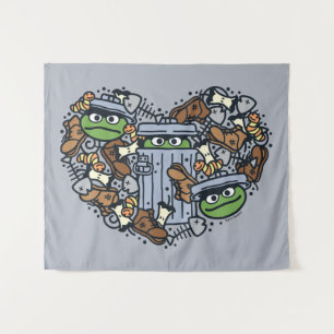 胡麻   Oscar the Grouch Doodleハート タペストリー
