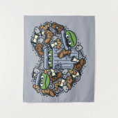 胡麻 | Oscar the Grouch Doodleハート タペストリー (正面)