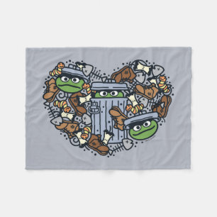 胡麻 Oscar the Grouch Doodleハート フリースブランケット