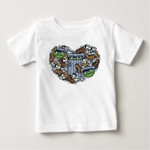 胡麻 Oscar the Grouch Doodleハート ベビーTシャツ