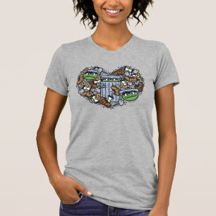 胡麻   Oscar the Grouch Doodleハート Tシャツ