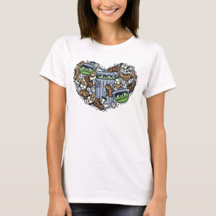 胡麻 Oscar the Grouch Doodleハート Tシャツ
