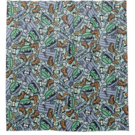 胡麻 | Oscar the Grouch Pattern シャワーカーテン (正面)