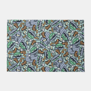 胡麻 Oscar the Grouch Pattern ドアマット