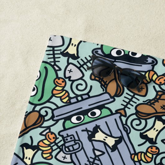 胡麻 | Oscar the Grouch Pattern ビーチタオル (インサイチュ)