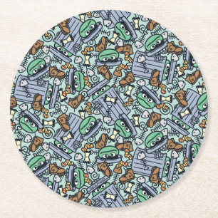 胡麻 Oscar the Grouch Pattern ラウンドペーパーコースター