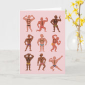 胸おもしろい毛誕生日グリーティングカード カード (黄色い花)