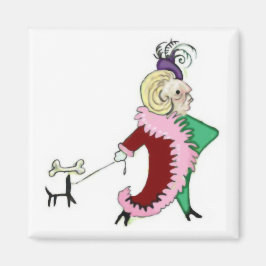 胸が大きくて犬に人気の気品ある女性のマグネット マグネット