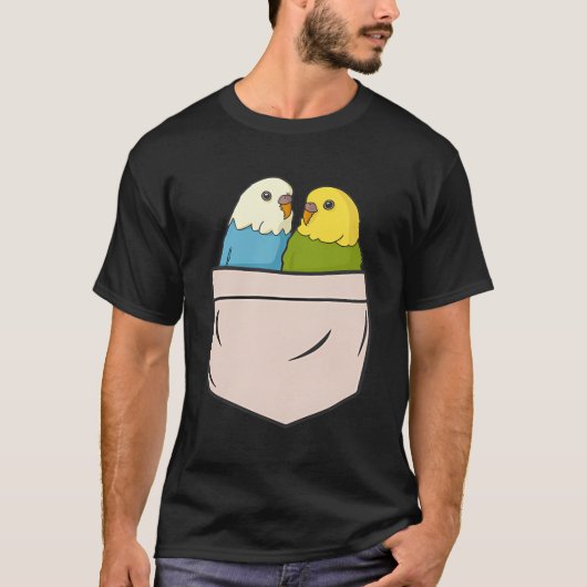 胸のポケットの仲間の鳥のパレーケエウおもしろいェリ Tシャツ (正面)