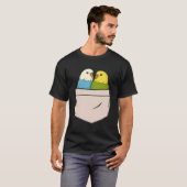 胸のポケットの仲間の鳥のパレーケエウおもしろいェリ Tシャツ (正面フル)
