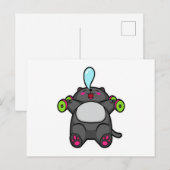 胸の前でダンベルを使った猫のトレーニング ポストカード (正面/裏面)