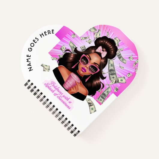 胸の厚い胸の形のスプラッシュで大胆さ ノートブック (正面)