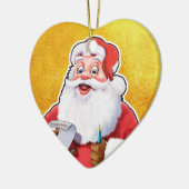 胸の形をしたクリスマスデコレーシすてきョンサンタさん。 セラミックオーナメント (左)