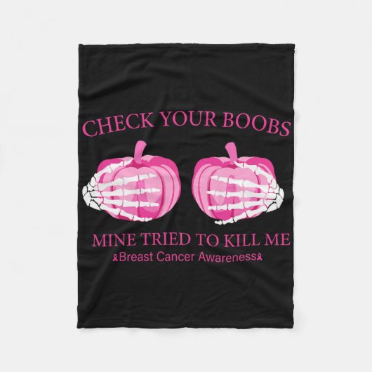 胸の生存者ピンクリボンブレストカンクを確認 フリースブランケット (正面)