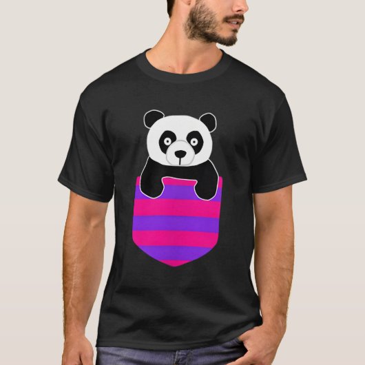 胸ポケットにパンダのクマ Tシャツ (正面)