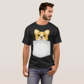胸ポケットのコーギー犬 Tシャツ (正面フル)