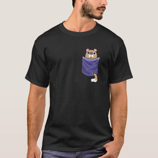 胸ポケットチップムンクのリス Tシャツ (正面)