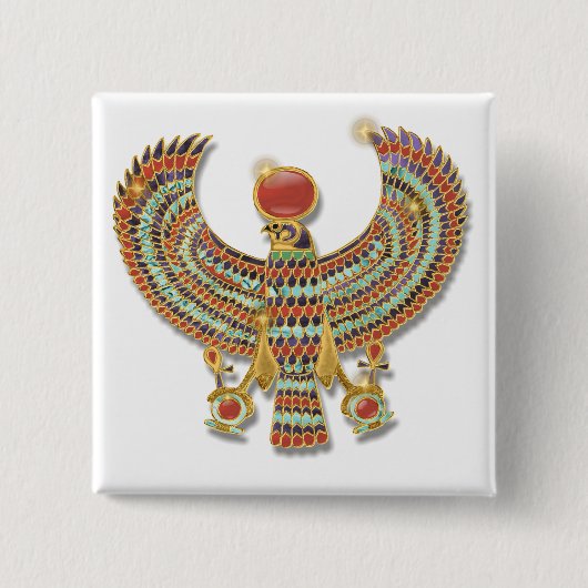 胸古代エジプトの《鳥》ハヤブサ 缶バッジ (正面)