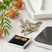 胸当てカボチャのハロウィーン女性のスケルトン手 キーホルダー (側面)