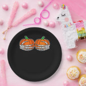 胸当てカボチャのハロウィーン女性のスケルトン手 ペーパープレート (パーティー)