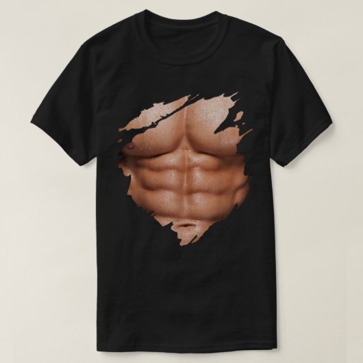 胸筋 シ パック 腹筋 筋肉 ボディビルダー Tシャツ (デザイン正面)