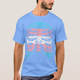 胸郭トランスジェンダープライドトランスフラッグスケルトンLGBT Tシャツ