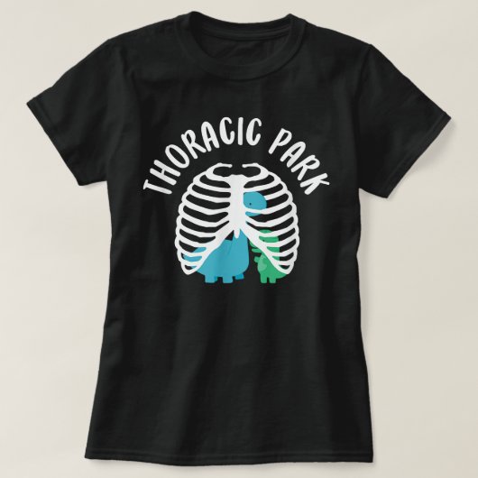 胸郭公園おもしろい恐竜ナース分隊の看護S Tシャツ (デザイン正面)