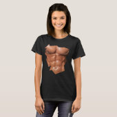 胸6パックAbs偽おもしろいのabs筋肉REALISTI Tシャツ (正面フル)