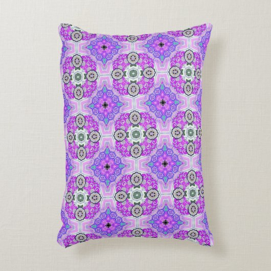 能衣の桃色と青日本のの瓦 アクセントクッション (正面(垂直))