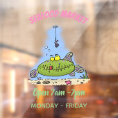 脂肪おもしろい空腹のグリーンフィッシュ魚釣り漫画 ウィンドウサイン (シート2)