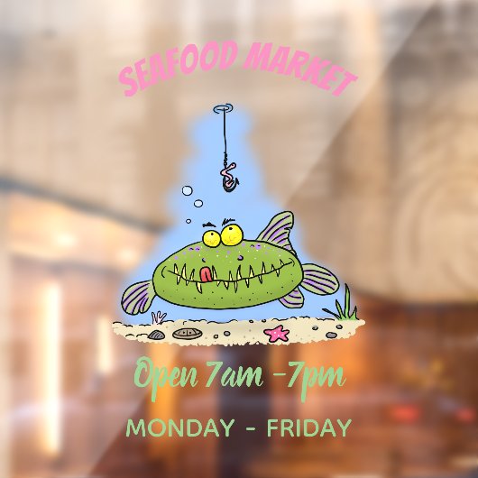 脂肪おもしろい空腹のグリーンフィッシュ魚釣り漫画 ウィンドウサイン (シート2)