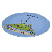 脂肪おもしろい空腹のグリーンフィッシュ魚釣り漫画 カッティングボード (角)