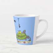 脂肪おもしろい空腹のグリーンフィッシュ魚釣り漫画 カフェラテマグ (右)