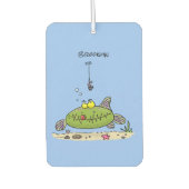 脂肪おもしろい空腹のグリーンフィッシュ魚釣り漫画 カーエアーフレッシュナー (正面)