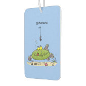 脂肪おもしろい空腹のグリーンフィッシュ魚釣り漫画 カーエアーフレッシュナー (左)