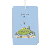 脂肪おもしろい空腹のグリーンフィッシュ魚釣り漫画 カーエアーフレッシュナー (裏面)