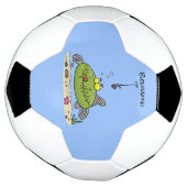 脂肪おもしろい空腹のグリーンフィッシュ魚釣り漫画 サッカーボール (回転)