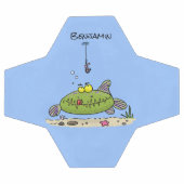 脂肪おもしろい空腹のグリーンフィッシュ魚釣り漫画 サッカーボール (フラット)