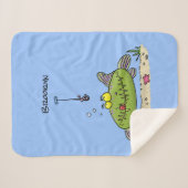 脂肪おもしろい空腹のグリーンフィッシュ魚釣り漫画 シェルパブランケット (正面(横))