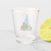 脂肪おもしろい空腹のグリーンフィッシュ魚釣り漫画 ショットグラス (裏面)