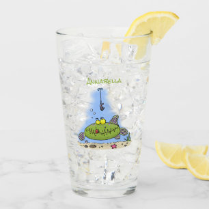 脂肪おもしろい空腹のグリーンフィッシュ魚釣り漫画 タンブラーグラス