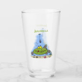 脂肪おもしろい空腹のグリーンフィッシュ魚釣り漫画 タンブラーグラス (正面)