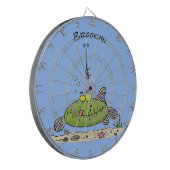 脂肪おもしろい空腹のグリーンフィッシュ魚釣り漫画 ダーツボード (正面左)