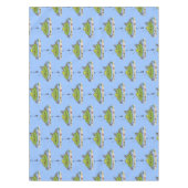 脂肪おもしろい空腹のグリーンフィッシュ魚釣り漫画 テーブルクロス (正面)