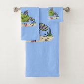 脂肪おもしろい空腹のグリーンフィッシュ魚釣り漫画 バスタオルセット (インサイチュ)