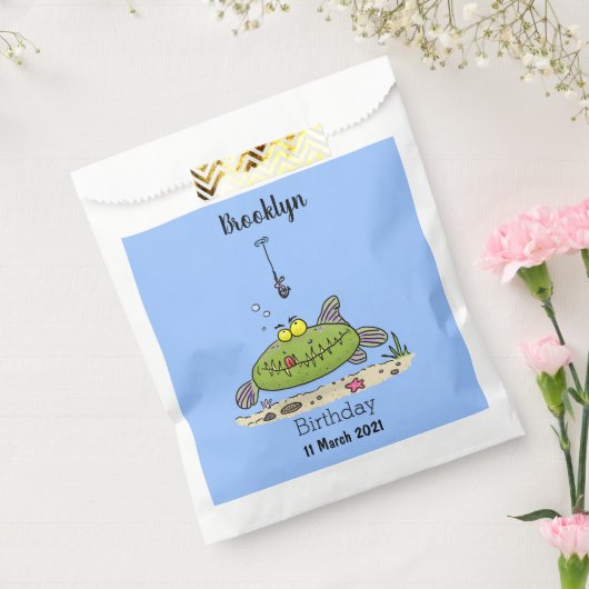 脂肪おもしろい空腹のグリーンフィッシュ魚釣り漫画 フェイバーバッグ (封をした状態)